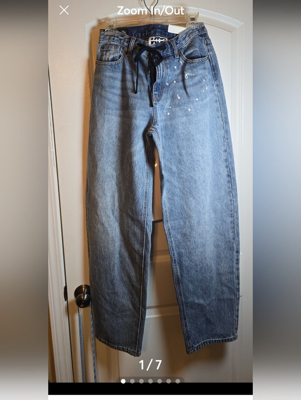 NWT! KBB by KAHLANA paint splatter barrel wide leg jeans 30/31